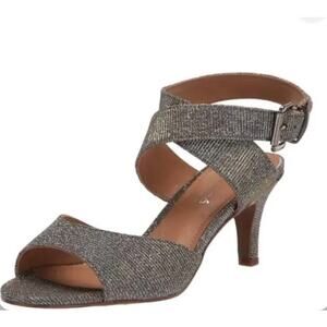 J. RENEE SONCINO HEEL- PEWTER DANCE GLITTER WOMENS SZ 13M